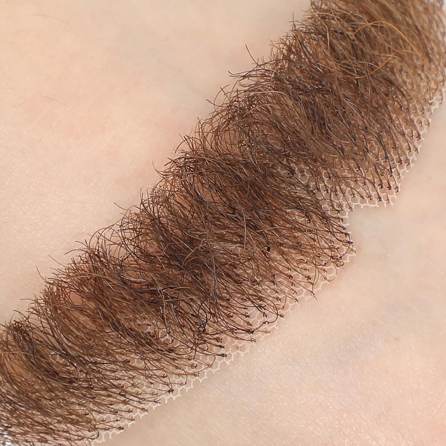 Fake Mustache Natural Realistic 100% Human Hair Fake Beard Handmade Invisible Lace Fake Facial Hair for Entertainment/Drama/Parties/Cosplay/Halloween (Brown Fake Beard 2-2) - Image 4