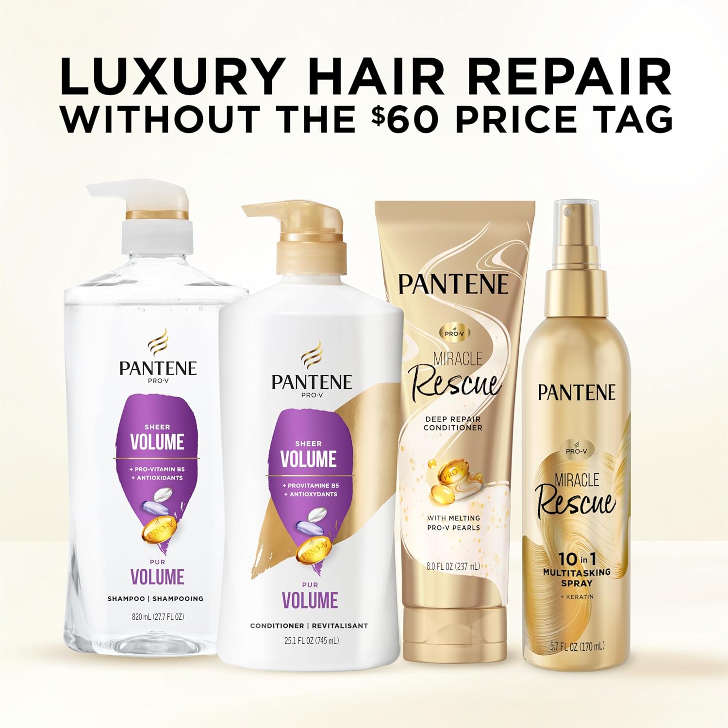 Pantene Shampoo, Sheer Volume - 72-Hour Fullness, Lightweight Nourishment with Pro-Vitamin B5 + Antioxidants, Fine, Thin, Color-Treated Hair, Paraben Free, Remove Build Up for Body & Shine, 27.7 Fl Oz - Image 7