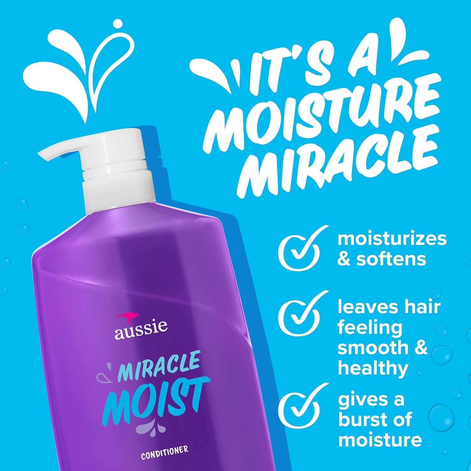 Aussie Miracle Moist with Avocado & Jojoba Oil, Paraben Free Conditioner, 26.2 fl oz - Image 3