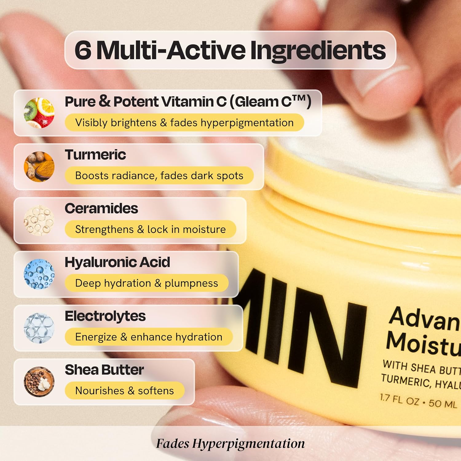 Gleamin Advanced Brightening Moisturizer - Facial Cream with Shea Butter, Vitamin C and Ceramides, Helps Improve the Look of Dark Spots, Uneven Tone & Deep Hydration, Fragrance Free - 1.7 fl oz - Image 5