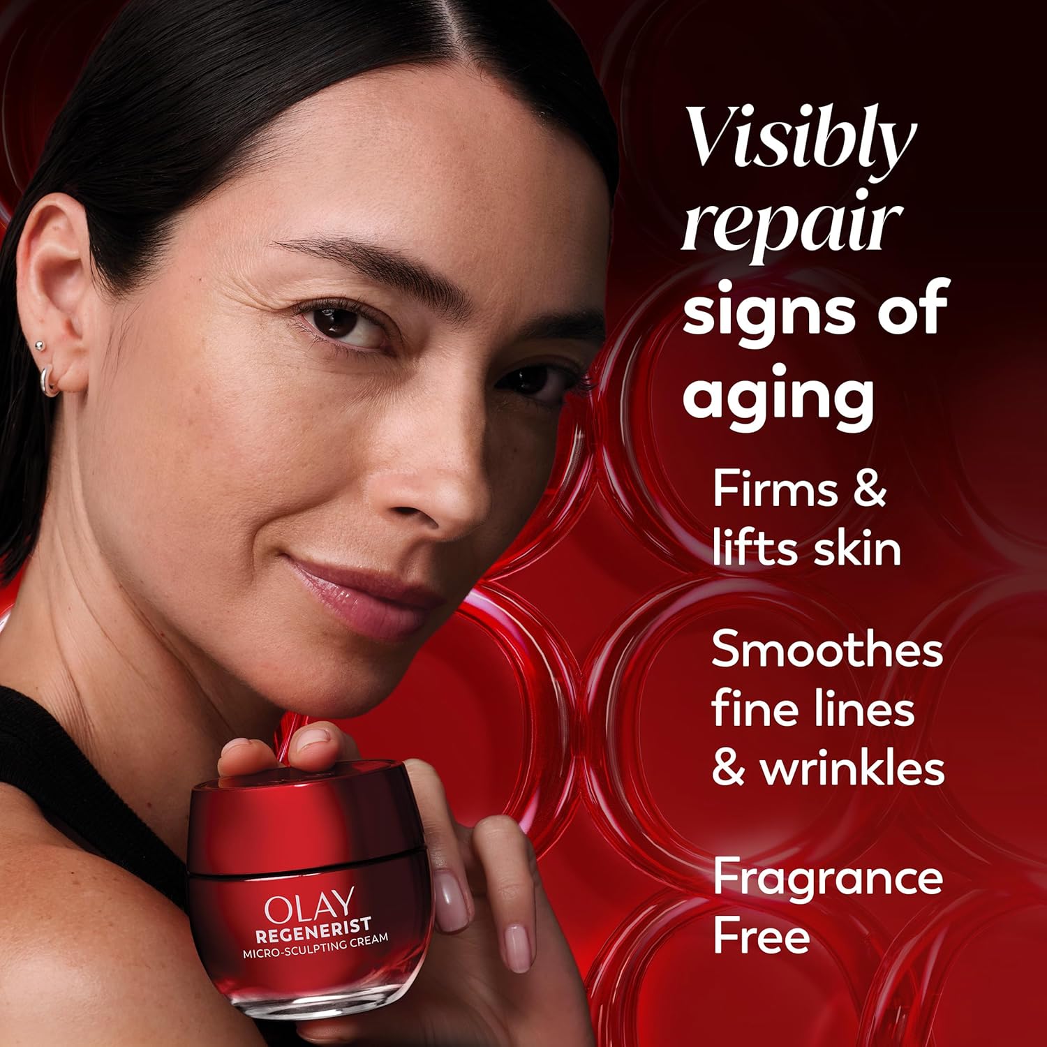 Olay Face Moisturizer, Regenerist Micro-Sculpting Cream for Women, Fragrance-Free - Anti-Aging, Anti-Wrinkle, Firming Skin Care - Triple Collagen Cream, Peptide, Hyaluronic Acid, Niacinamide, 1.7oz - Image 3