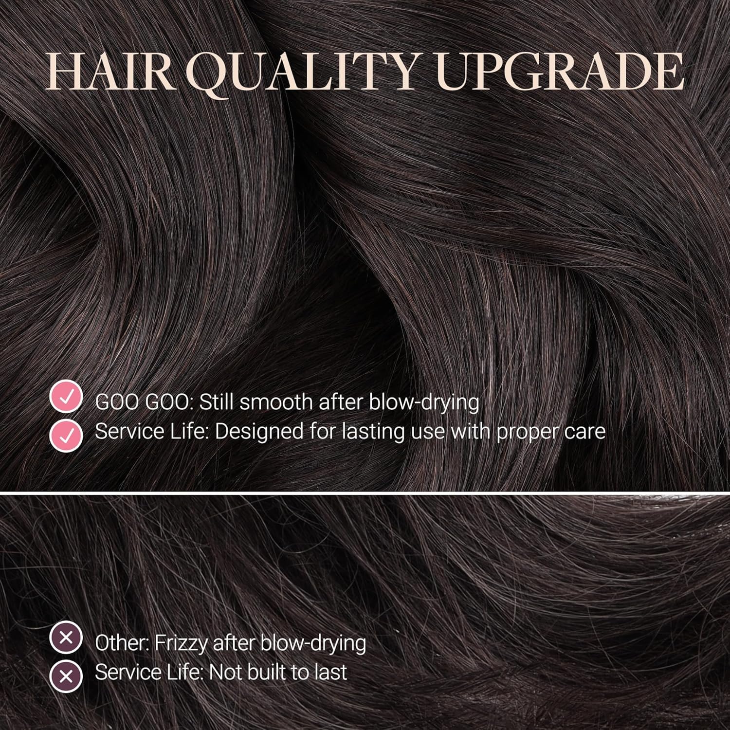 GOO GOO Clip in Hair Extensions Real Human Hair, Remy Human Hair Extensions Clip ins for Women, Natural Human Hair, 18inch 120g 7Pcs, 2 Dark Brown - Image 4
