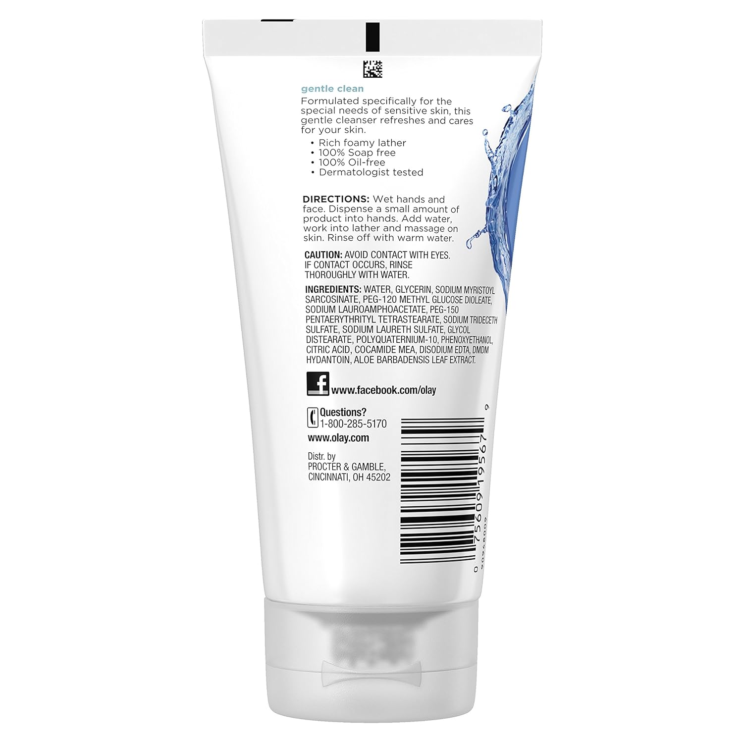 Olay Gentle Clean Foaming Face Cleanser for Sensitive Skin, 5 Ounce tube 226.8 grams - Image 2