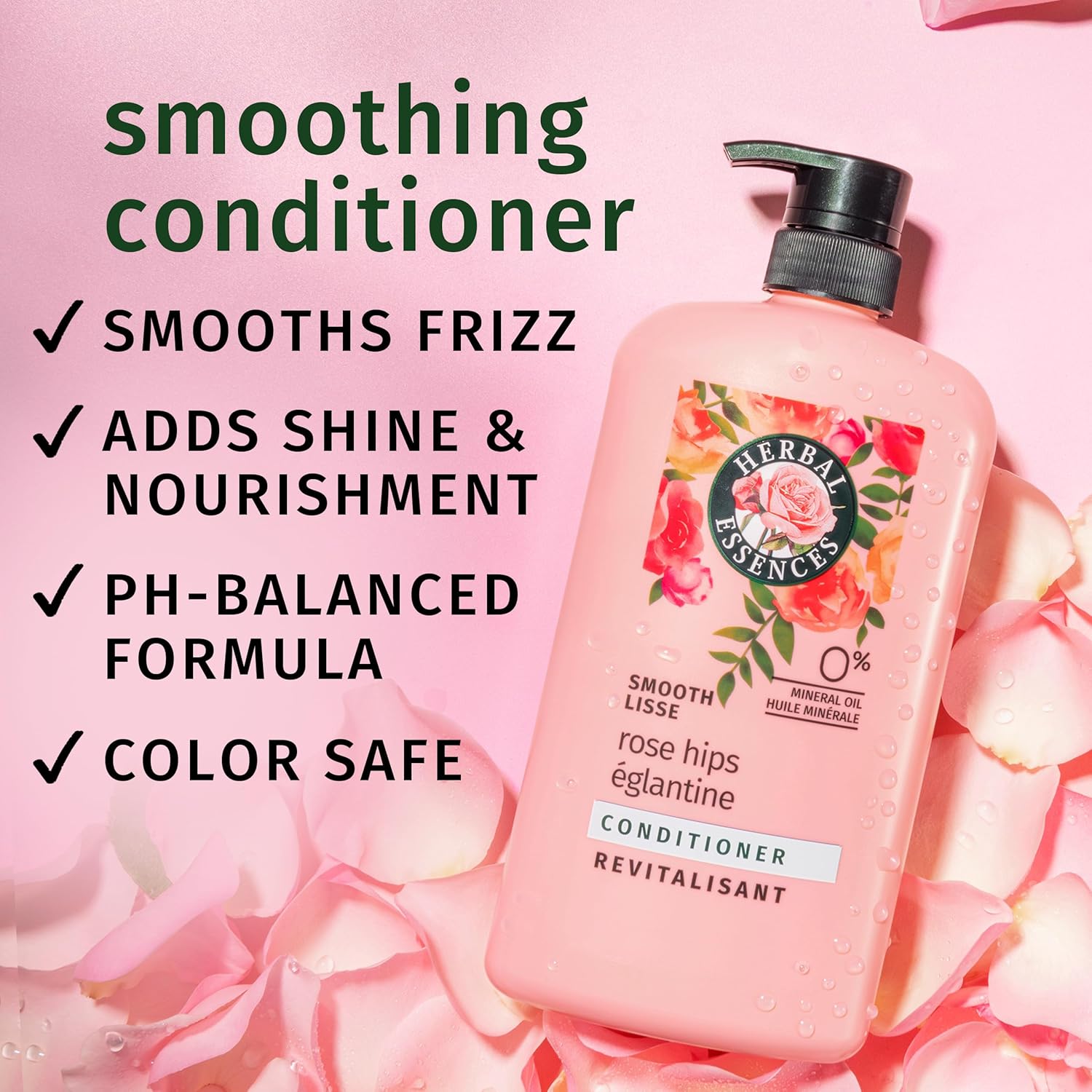 Herbal Essences Conditioner, Rose Hips- Smooth Collection, Shiny Hair with Vitamin E & Jojoba, Safe for Color Treated Hair, Floral Scent, Cruelty-Free, Dermatologist-Tested, 29.2 Fl Oz - Image 2
