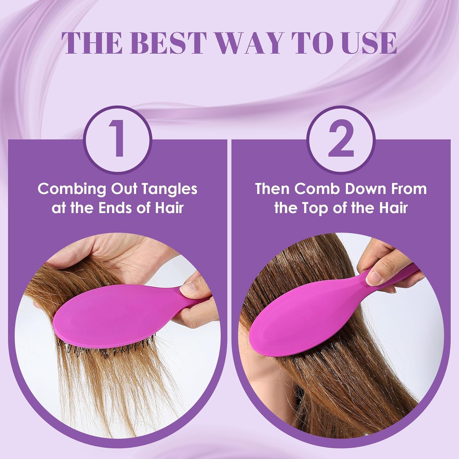 Stylemate Wig Brush Comb Set, 3pcs Professional Styling Extension Brush Kit with Travel Size for Human and Synthetic Hair Smoothing Parting Section - Image 6