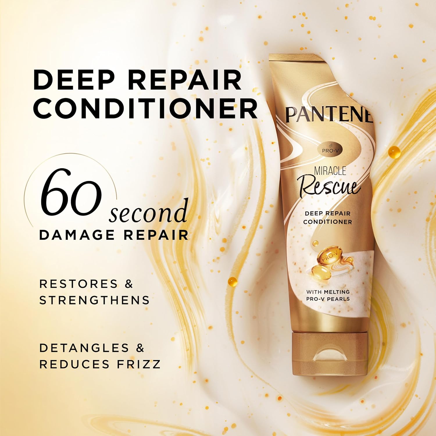 Pantene Miracle Rescue Deep Conditioner with Melting Pro-V Pearls - For Dry, Damaged, or Color-Treated Hair - Intense Moisture & Repair - 8.0 Oz - Image 2