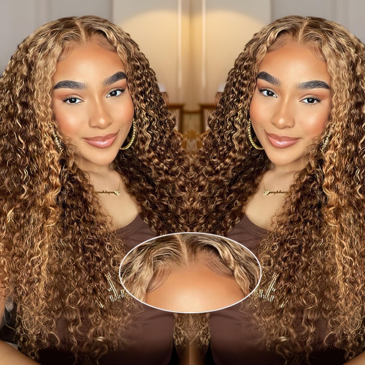 DULOVE Wear and Go Glueless Wigs Human Hair Pre Plucked Pre Cut Deep Wave Lace Front Wigs 200 Density 5x5 HD Lace Closure Wigs Human Hair No Glue Ready to Wear Wig for Beginner (4/27, 22 inch)