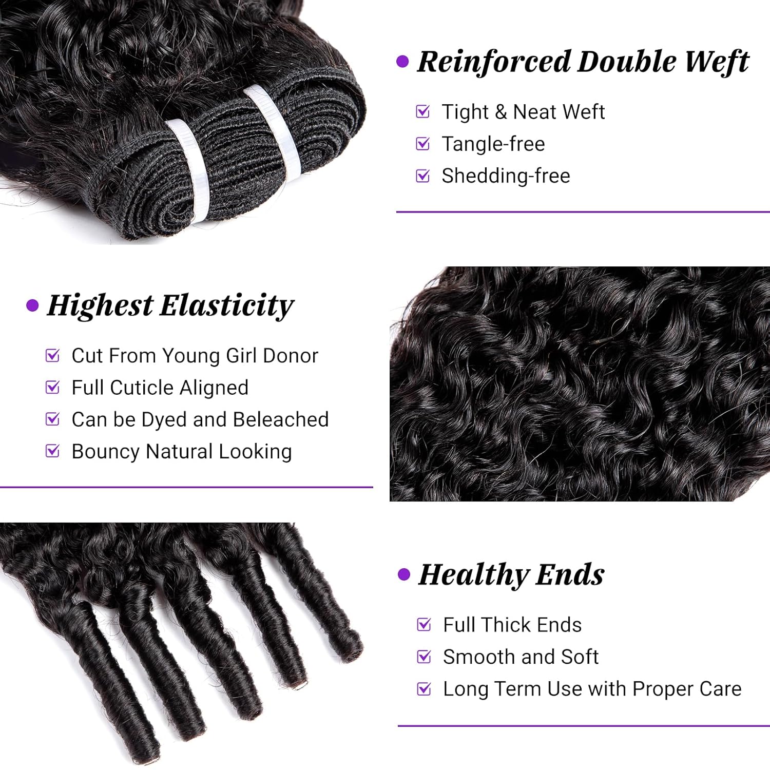 Bundles Human Hair 3C4A Spiral End Quick 3Pcs Burmese Curly Water Wave Bundles Human Hair Extensions for Black Women 14-30 INCH Natural Black (3 Burmese Bundles Curly Human Hair, 18 20 22) - Image 2