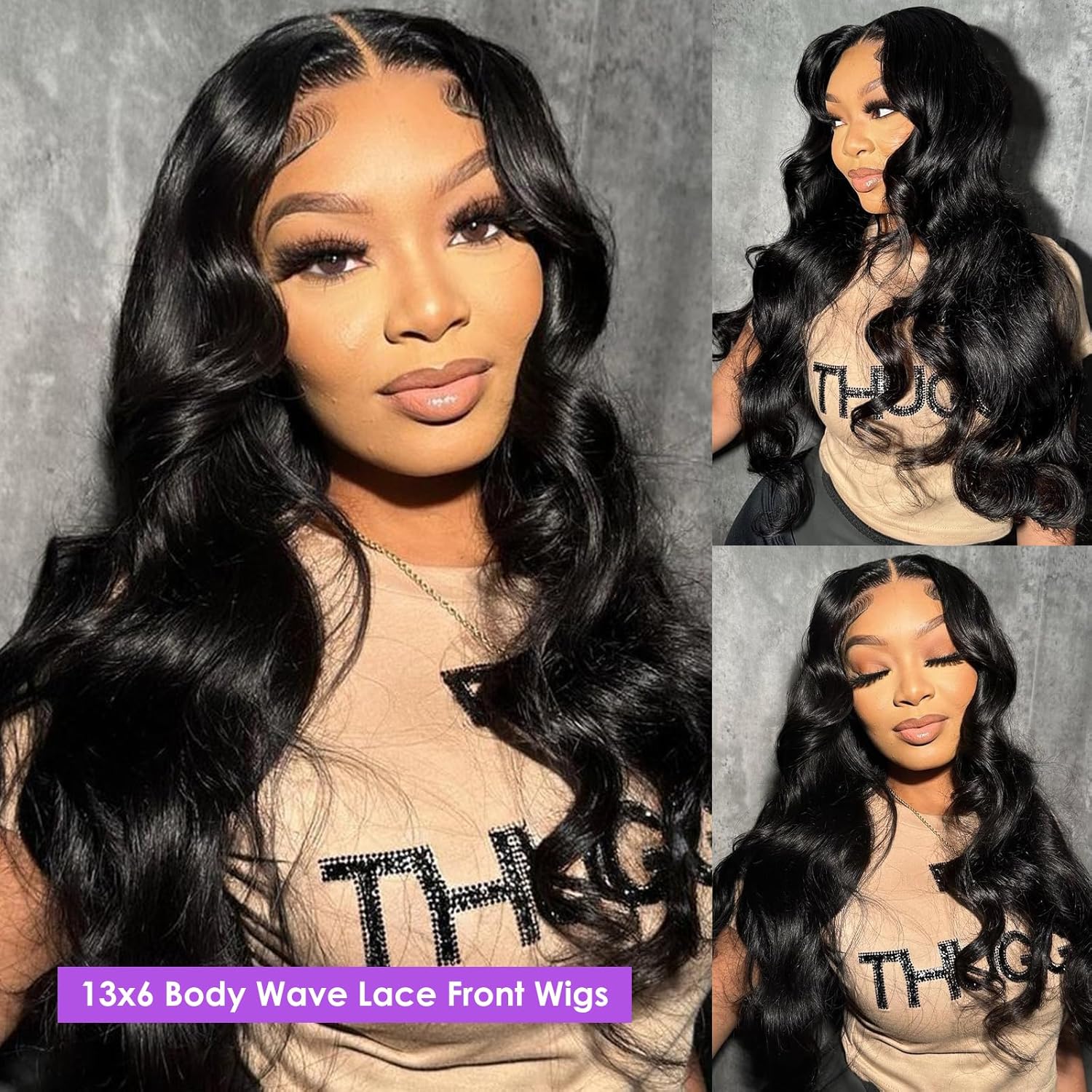 13x6 Lace Front Wigs Human Hair Pre Plucked 180% Density HD Lace Frontal Wigs Human Hair 12A Body Wave Lace Front Wigs Human Hair for Women Natural Black Color (18 Inch) - Image 3