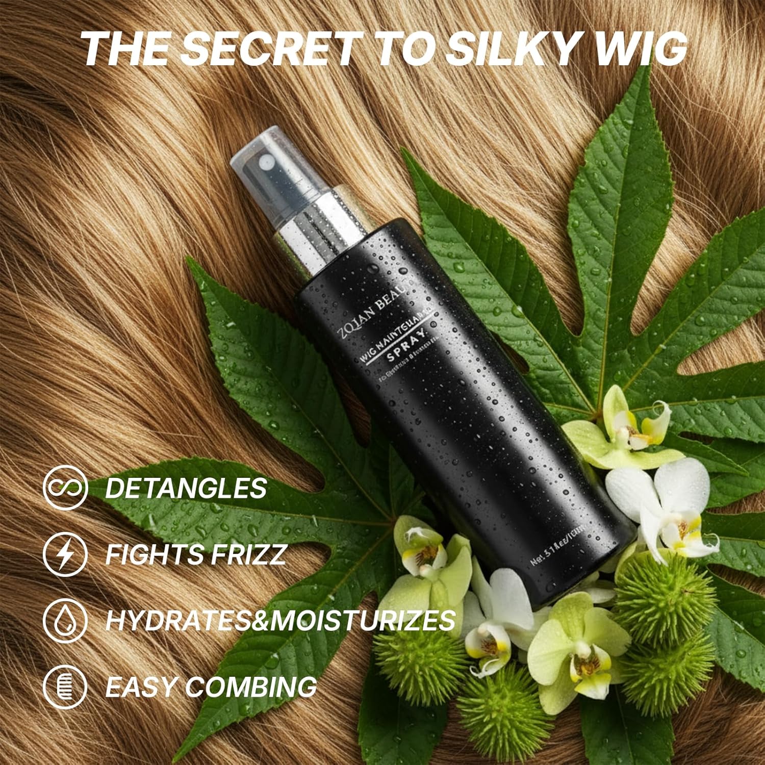 Wig Spray for Synthetic Hair, Detangling Spray Leave In Conditioner for Wigs, Toppers, Hair Extensions & Human Hair, Detangles, Nourishes, Restores Shine & Protects Synthetic Fiber, 5.1 fl.oz - Image 6