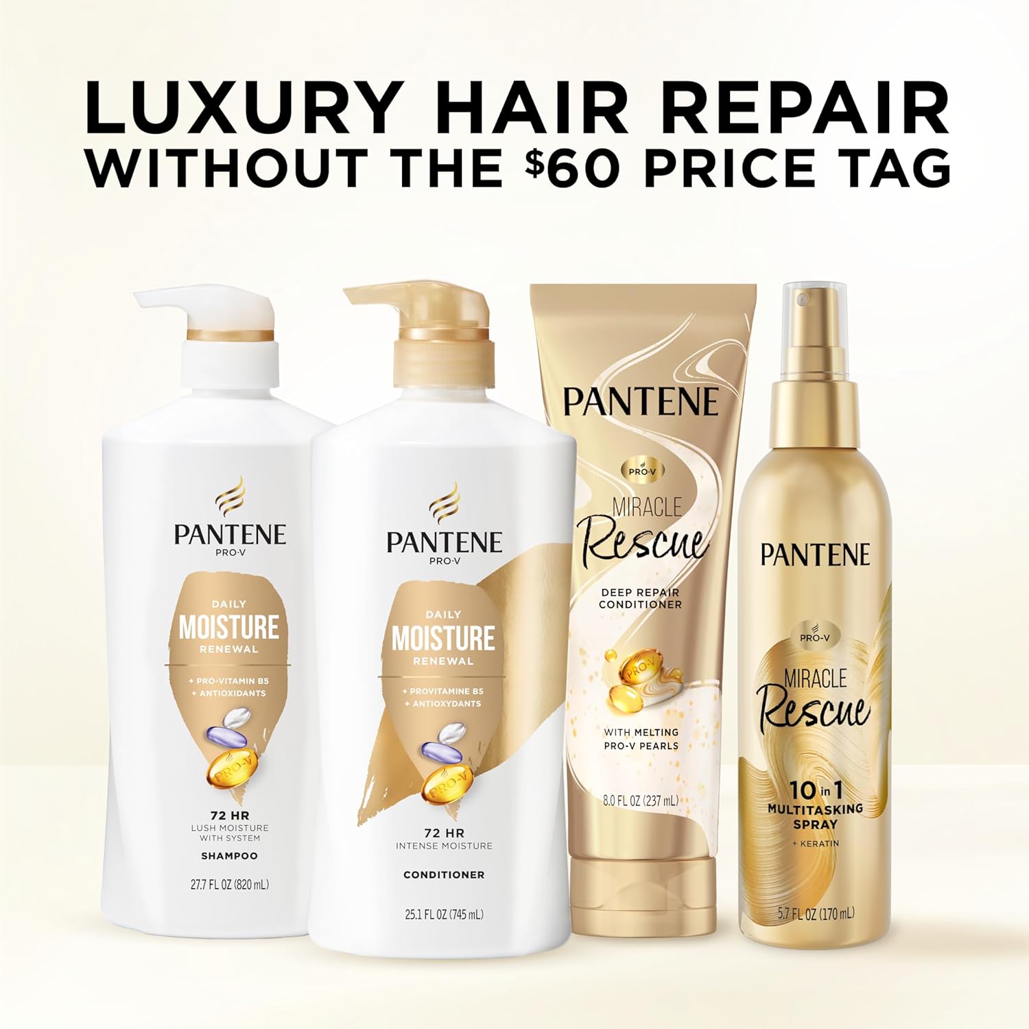 Pantene Conditioner, Daily Moisture Renewal - Pro-V Nutrients for Dry, Color-Treated, Straight to Curly Hair, 72 Hour Hydration & Softness, Paraben Free, Cleanses, Strengthens Bonds, 25.1 Fl Oz - Image 7