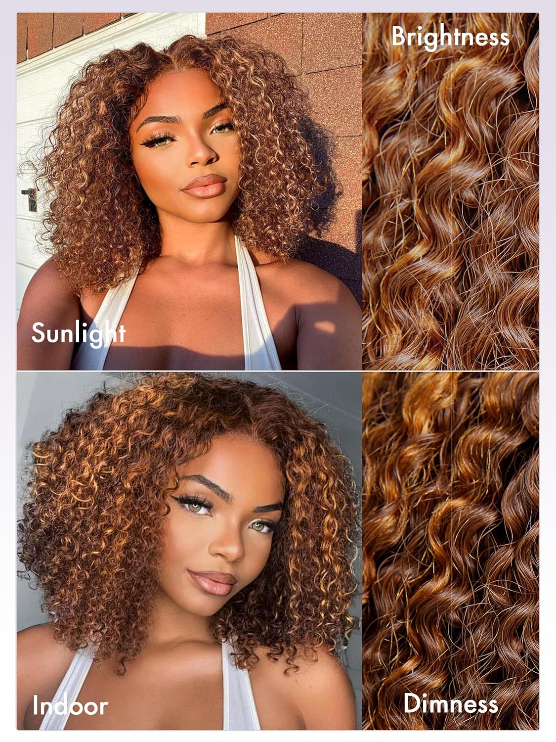 LUVME HAIR 12 Inch Brown Curly Bob Wigs Human Hair Glueless Pre Cut Highlight Lace Front Wig Pre Plucked 4/30 Mix Color Short Curly Wigs For Women - Image 5