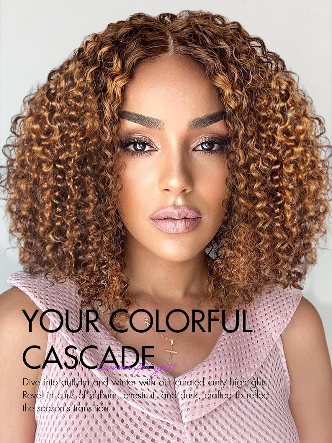 LUVME HAIR 12 Inch Brown Curly Bob Wigs Human Hair Glueless Pre Cut Highlight Lace Front Wig Pre Plucked 4/30 Mix Color Short Curly Wigs For Women - Image 2