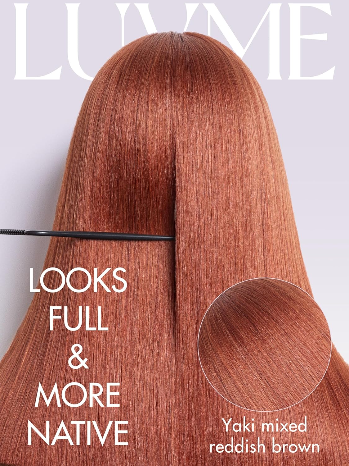 LUVME HAIR 12 Inch Reddish Brown Light Yaki Straight Human Hair Bob Wig With Bangs - Image 4