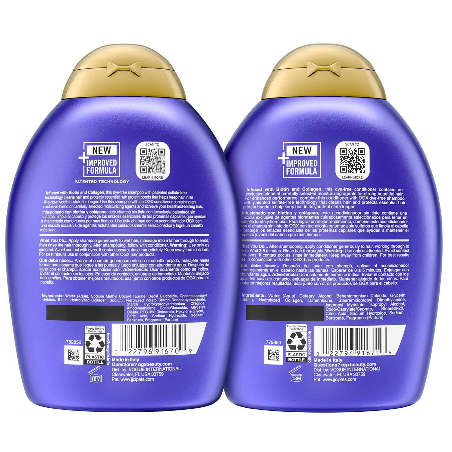 OGX Thick & Full + Biotin and Collagen for Hair Volume & Body, Sulfate Free Volumizing Shampoo & Conditioner Set for Fine & Thinning Hair, Nutrient-Infused, Vitamin B7, 13 fl oz, 2 Pack - Image 9