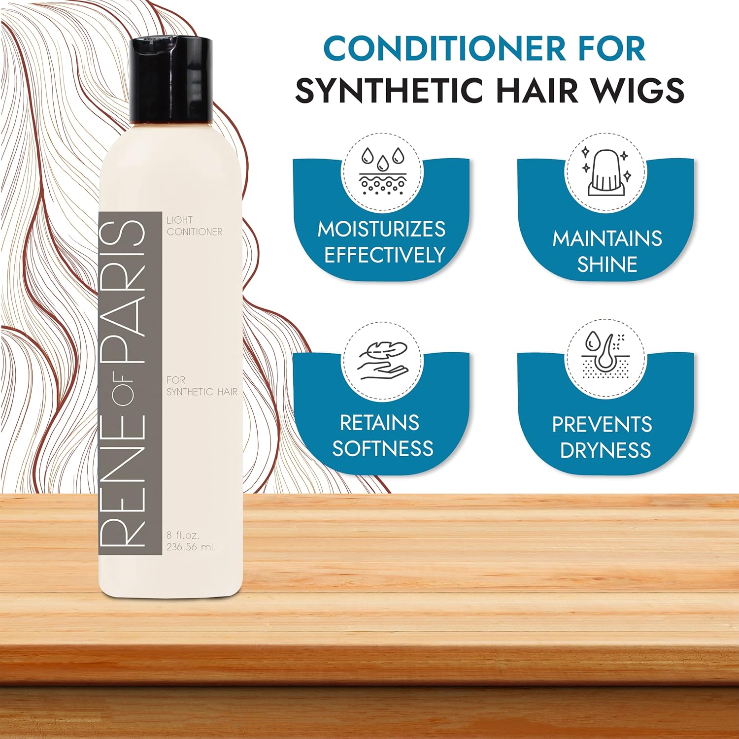Rene of Paris Hair Conditioner For Synthetic Wigs,Hair Extensions & Accessories (8 oz) - Image 2