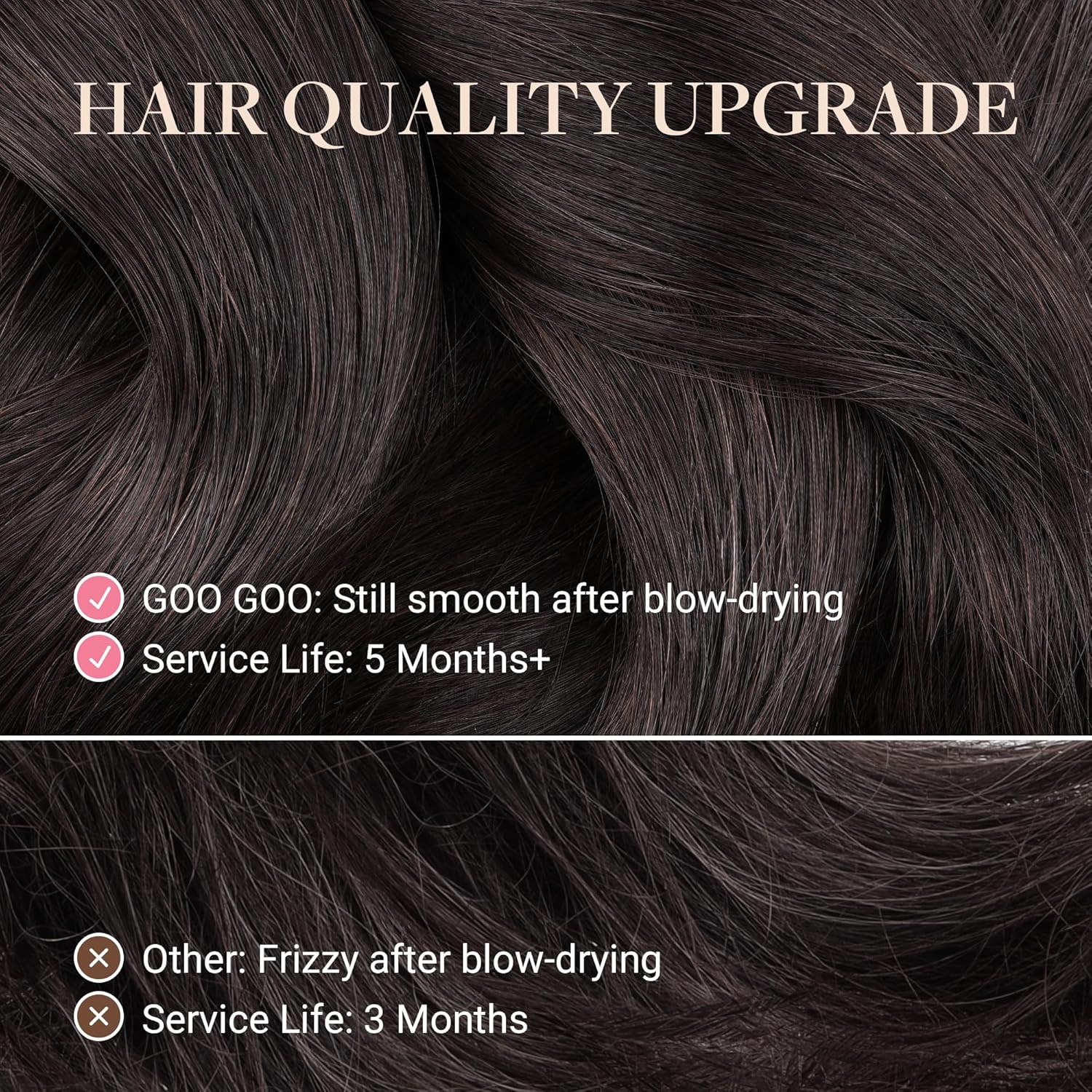 GOO GOO Tape in Hair Extensions Human Hair, 2 Dark Brown, 20inch 50g 20pcs, Skin Weft Seamless Invisible, Silky Straight with Thick Ends, Remy Human Hair - Image 2