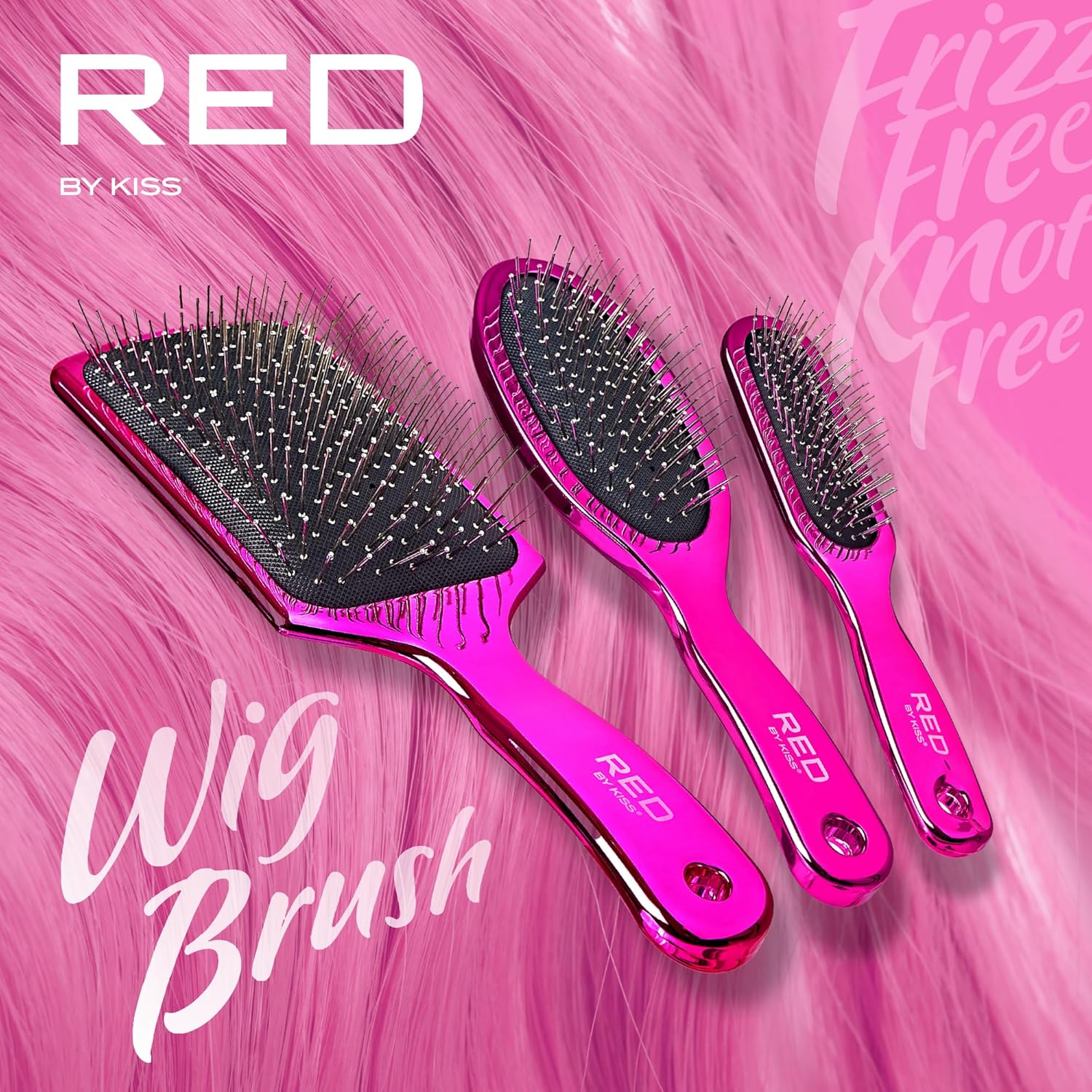 RED by Kiss Anti-Static & Anti-Frizz Wig Brush with Stainless Steel Knot-Free Bristles for Easy Detangling, Smooth Hair & Wigs Without Breakage or Snagging (Mini) - Image 7
