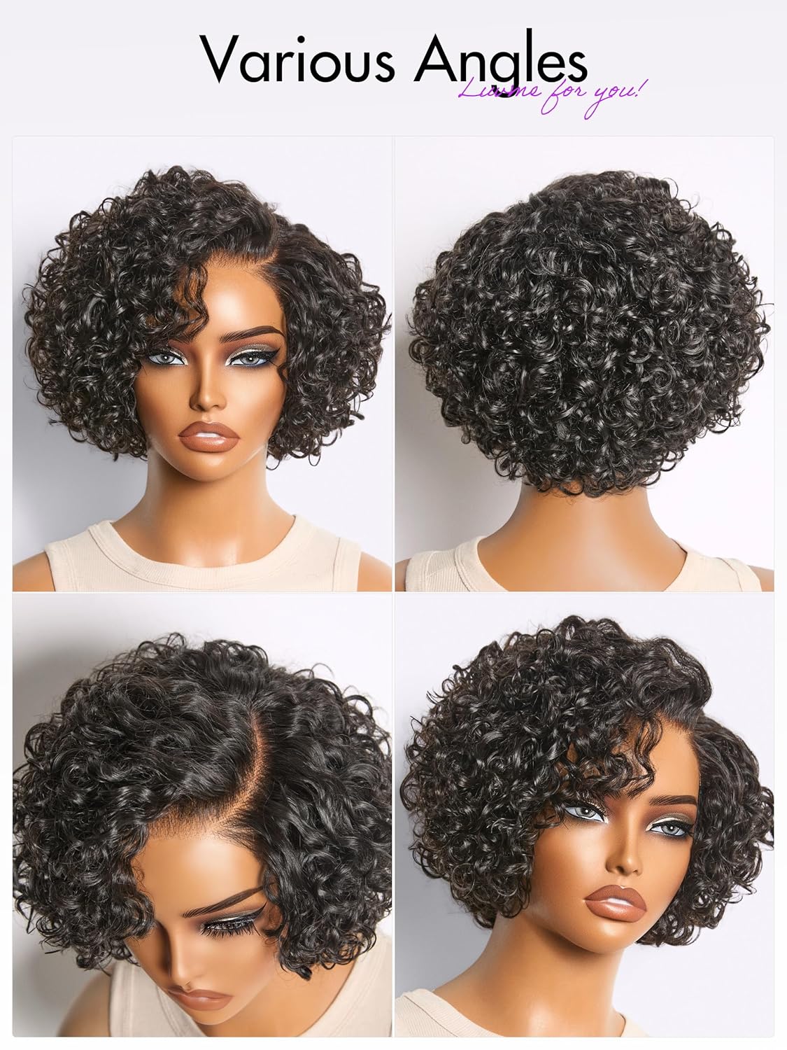 LUVME HAIR 6" Curly Glueless Wigs Human Hair Pre Cut Plucked Undetectable HD Lace Wig Ready to Go Lace Bob Wig Short Curly Water Wave - Image 9
