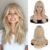 Haloo Blonde Wigs with Bangs – 19 Inch Natural Wavy Synthetic Heat Resistant Medium Length Hair Wigs for Women Daily Party, Dirty Blonde