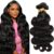 CSCHS 12A Human Hair Bundles 22 24 26 Inch Body Wave Bundles Human Hair 100% Unprocessed Brazilian Virgin Hair Quick Weave Extensions Natural Black