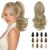 SOFEIYAN 13″ Ponytail Extension Long Curly Ponytail Clip in Claw Hair Extension Natural Looking Synthetic Hairpiece for Women, Light Ash Brown & Bleach Blonde