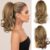 14 Inch Ponytail Extension – Wavy Pony Tails Hair Extensions, Claw Clip Ponytail Extension, Synthetic Hair Extensions Ponytail, Clip on Ponytails for Women (Light Brown With Beige Highlights)