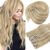 Sunny Hair Clip in Hair Extensions Real Human Hair 120g Remy Hair Clip in Extensions for Women Human Hair Extensions Dark Golden Blonde Highlights Light Blonde 18 Inch
