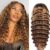 DULOVE Highlight Ombre Deep Wave Lace Front Wigs Human Hair Pre Plucked Glueless 13×4 Hd Lace Front Wigs Human Hair 4/27 Honey Blonde Lace Frontal Wig 200 Density 26inch