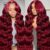 QZOQZO 28 Inch 99j Burgundy Lace Front Wigs Human Hair Red Burgundy Wig 180% Density 13×6 Body Wave Lace Front Wigs Pre Plucked Glueless Lace Front Wigs Human Hair for Women