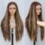 Synthetic Lace Front Wig, Honey Blonde Wig 13×6 Hd Lace Pre-Plucked Long Straight Highlights Glueless Wigs for Black Women 26 Inch Suitable for Everyday Wear