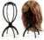 obeoby Portable Wig Stand, Upgraded Greater Stability Wig Holder for Women Multiple Wigs Travel Salon Home Use Black, 2 Pack
