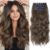 4Pcs Synthetic Clip in Hair Extensions, 20 Inches Long Curly Hair Extensions Clip ins (Color:Medium Brown)